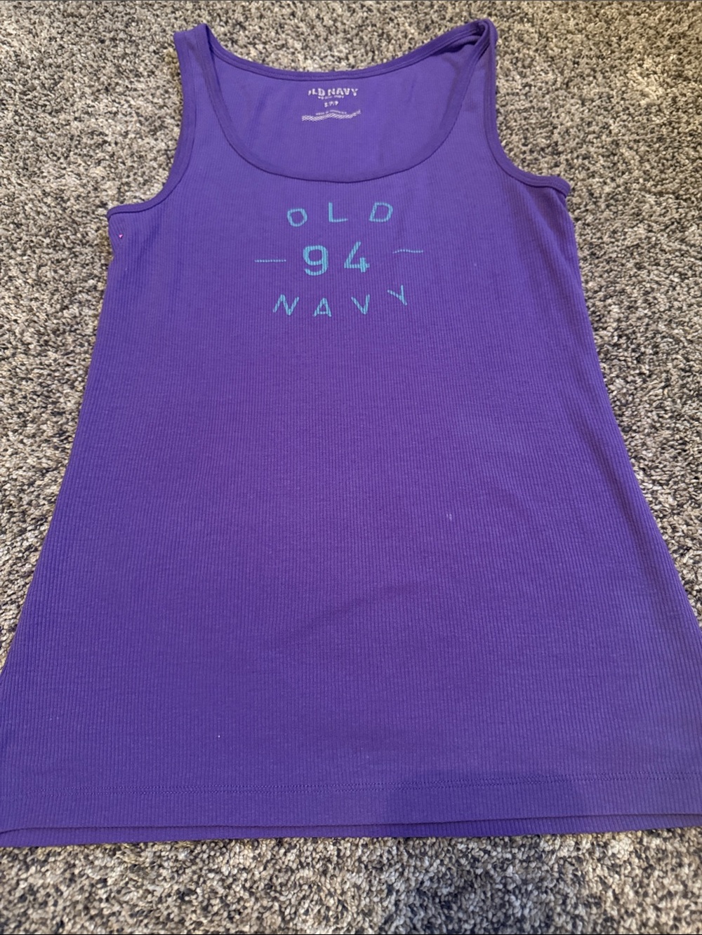 Old Navy Purple Tank Top with Teal Graphic